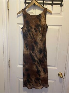 Jessica Brown and Black Animal-Print Sleeveless Slip Dress